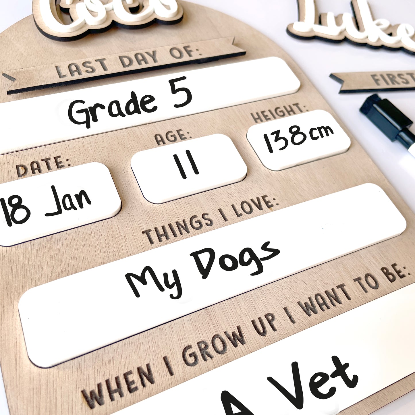 Personalised Back to School Boards Large with Interchangeable Names