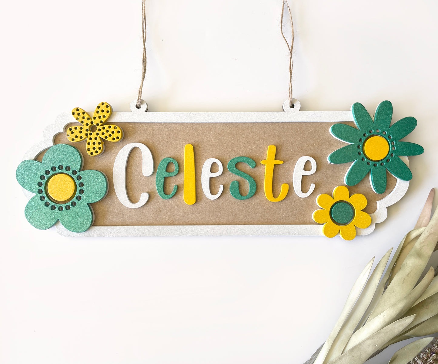 Flower themed personalised Door Hanger
