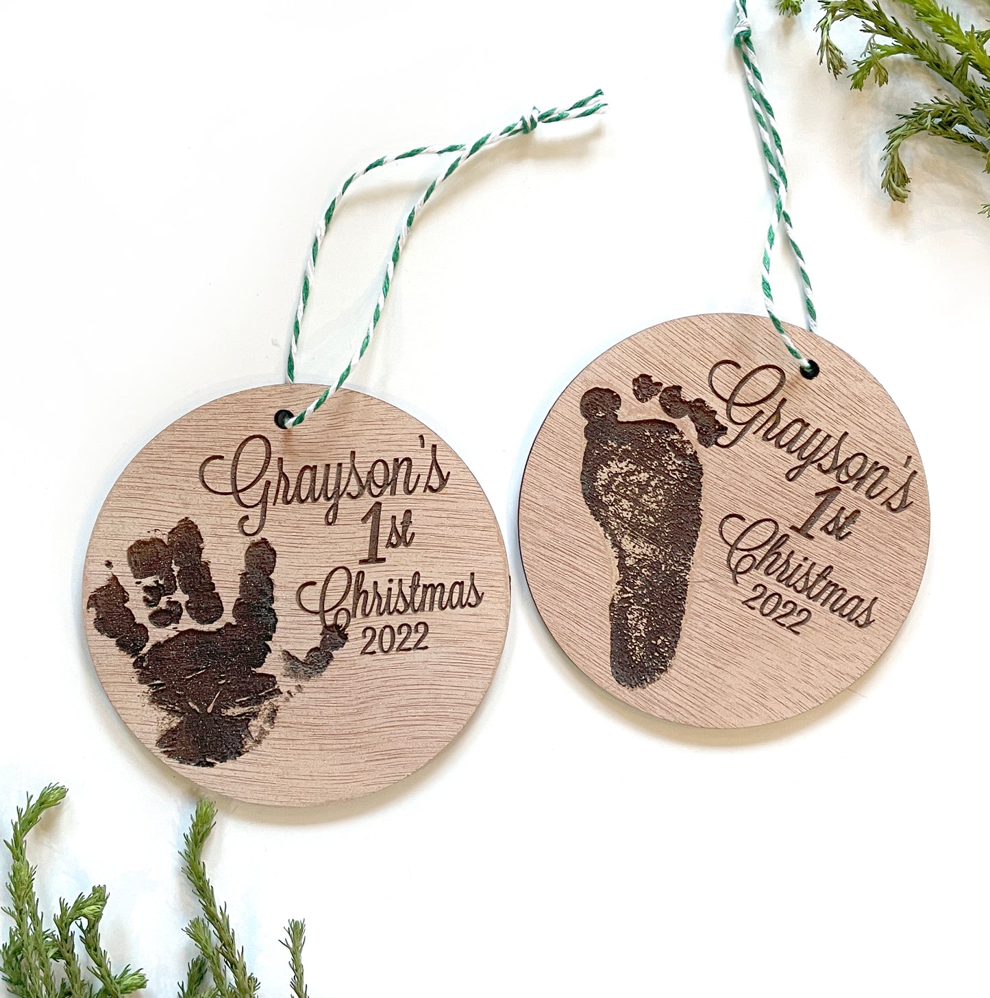 Wooden Hand / Footprint Personalised Engraved Decoration