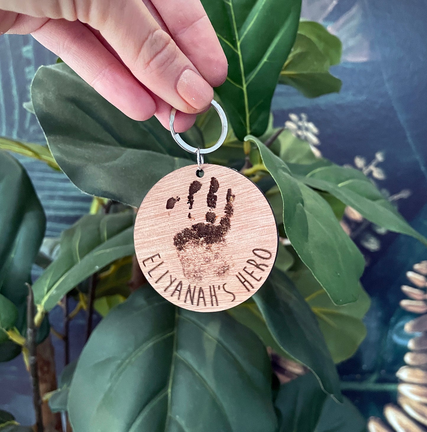 Hand Print or Foot Print Engraved Personalised Keyring