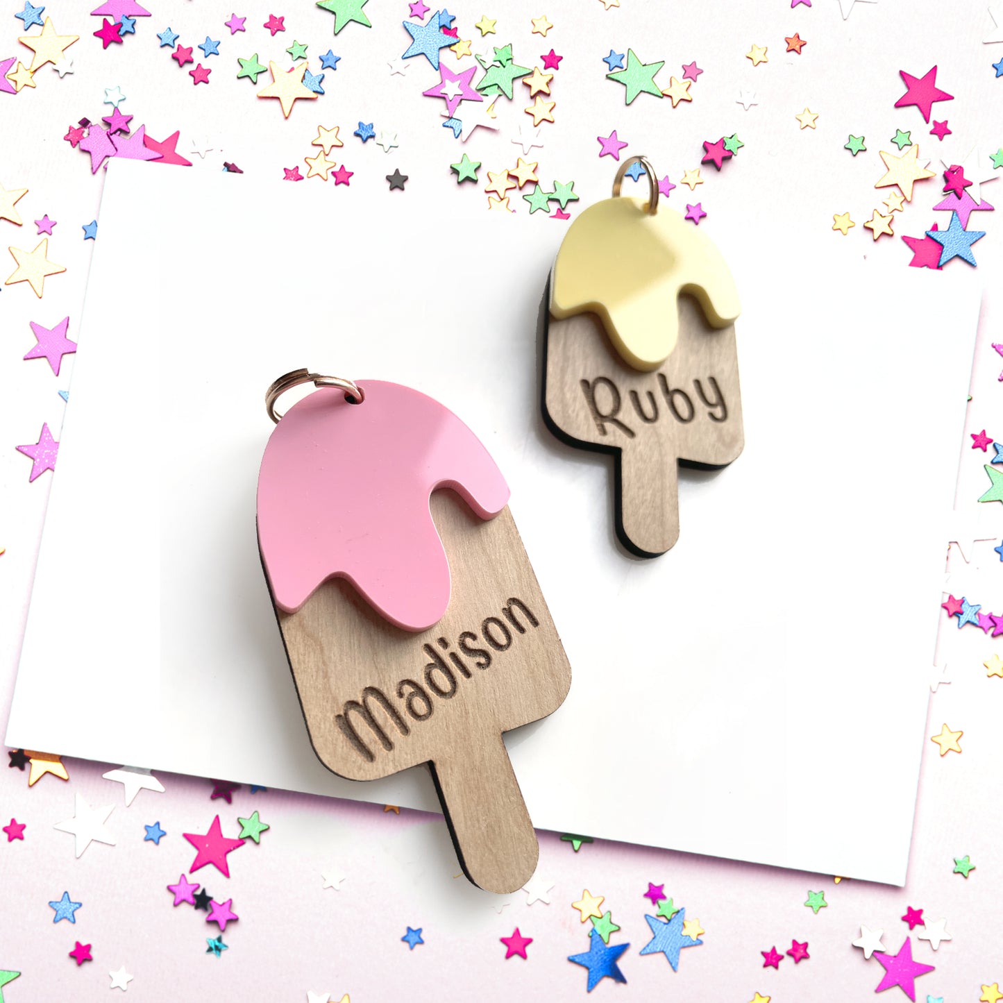 Acrylic Pastel Ice Cream bag tag / keyring