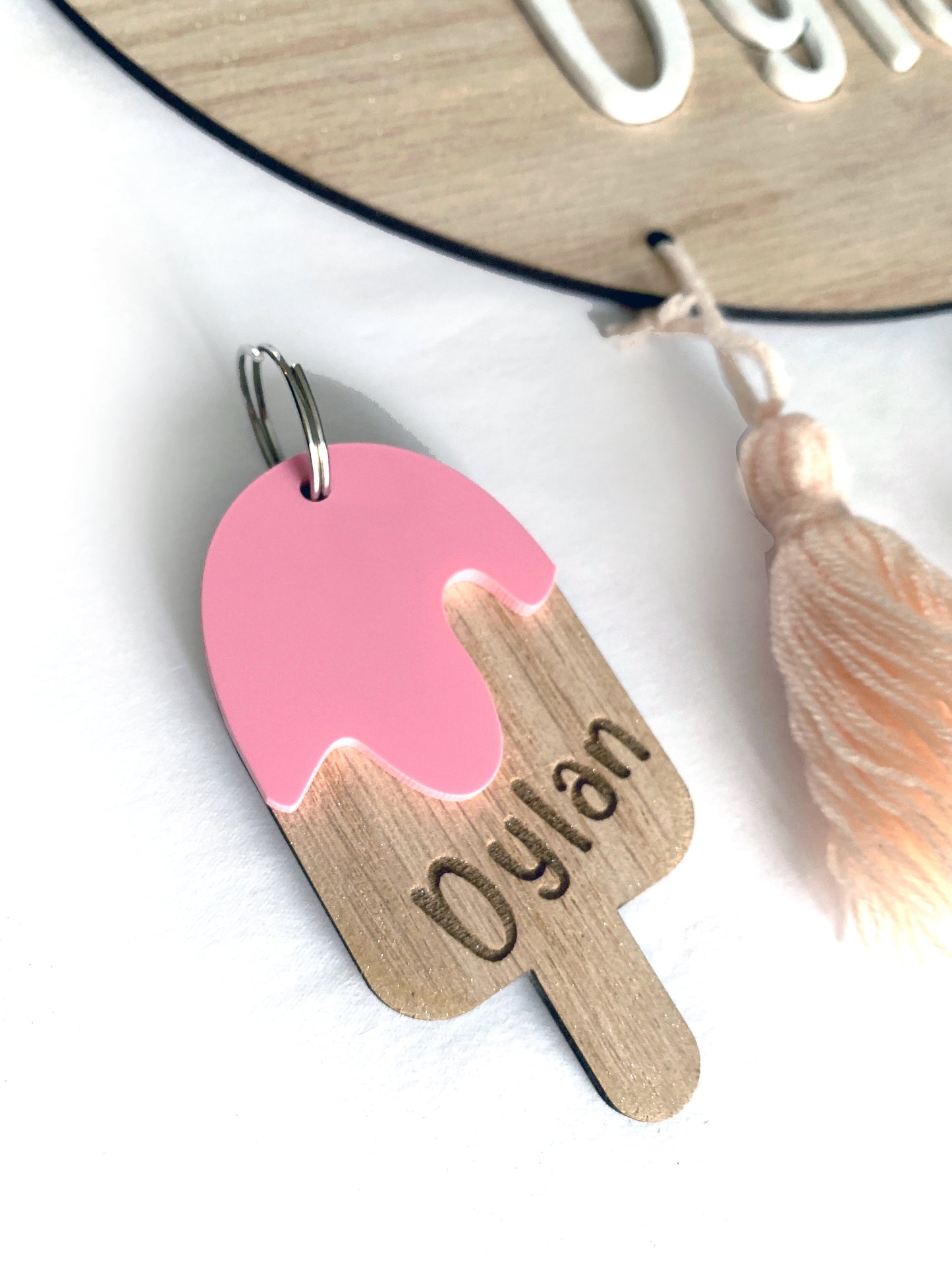 Acrylic Pastel Ice Cream bag tag / keyring