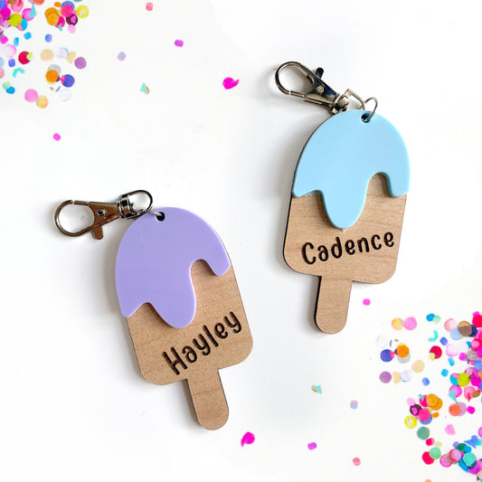 Acrylic Pastel Ice Cream bag tag / keyring