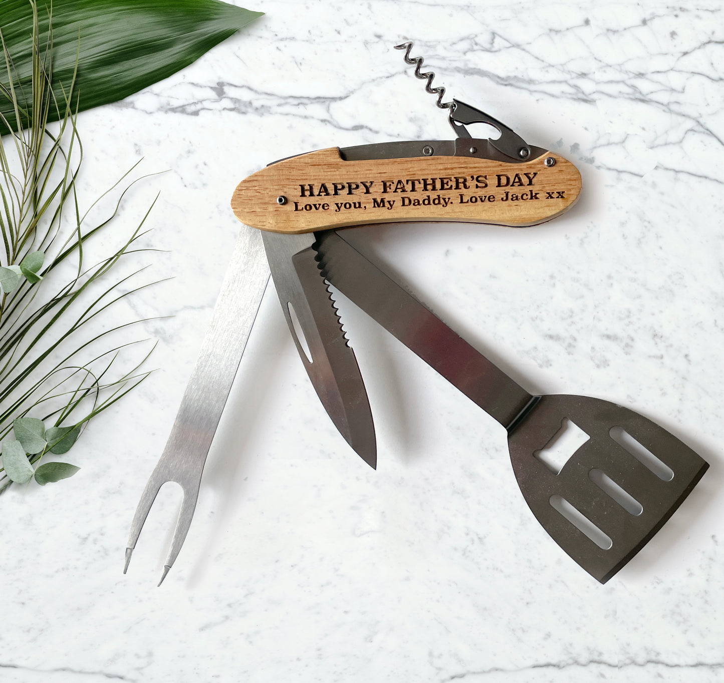 Engraved Foldable Braai Cutlery Tool