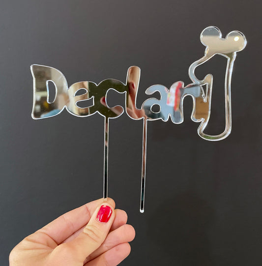 Silver mirror mickey mouse topper