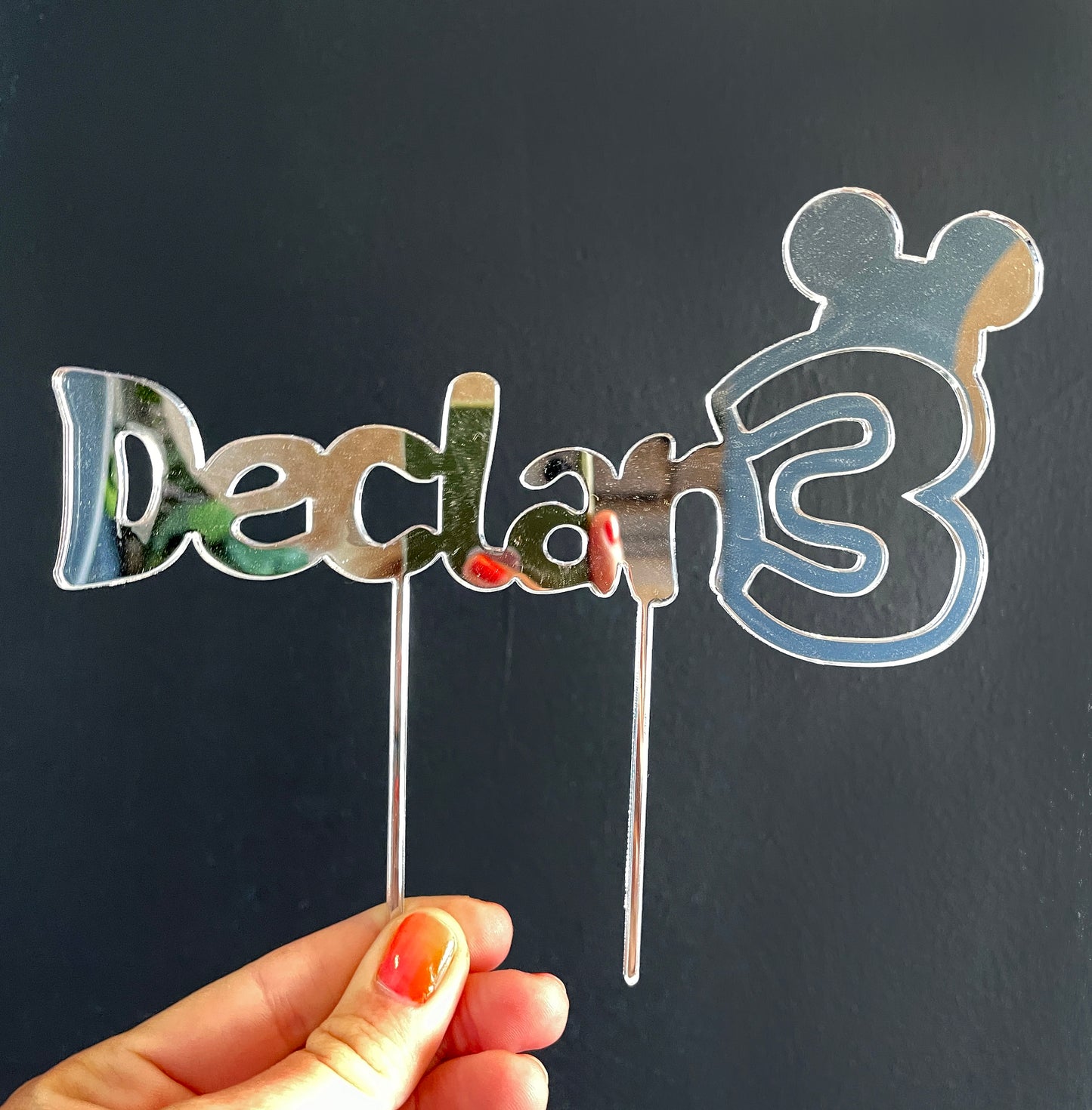 Silver mirror mickey mouse topper