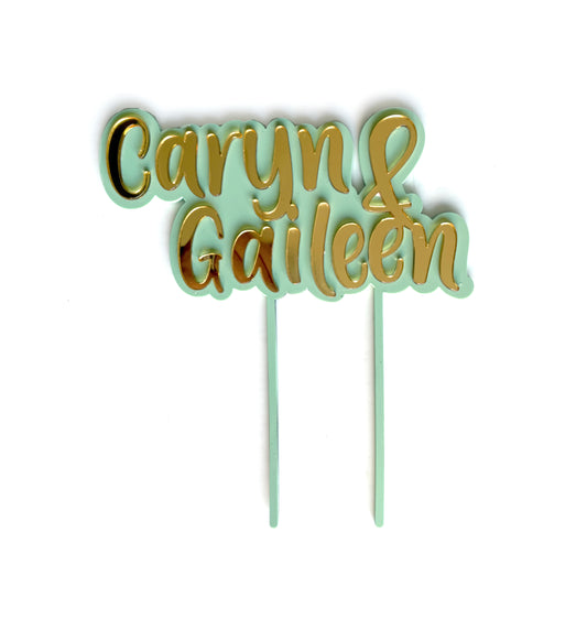 Mirror and Pastel Acrylic cake topper