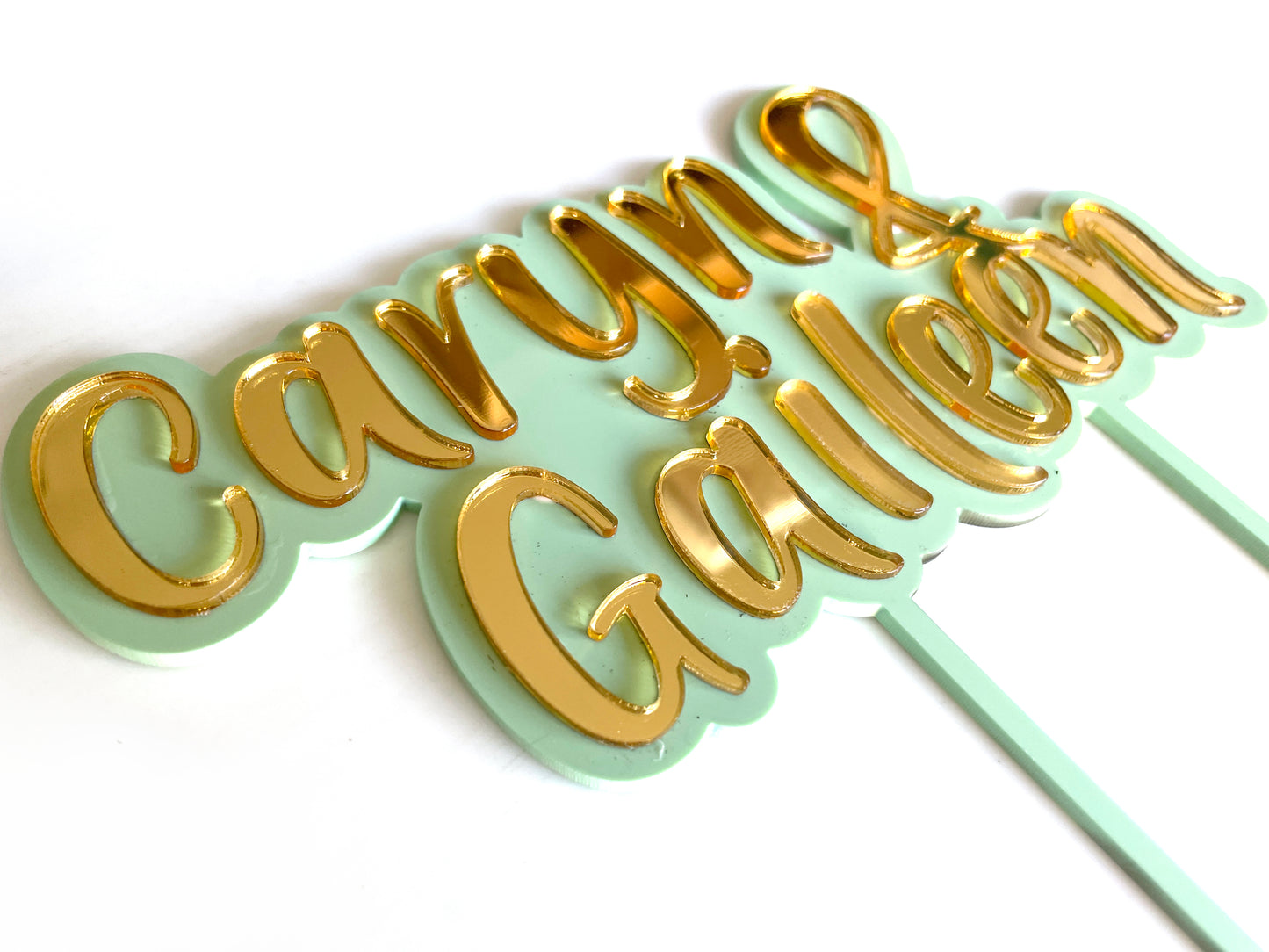 Mirror and Pastel Acrylic cake topper