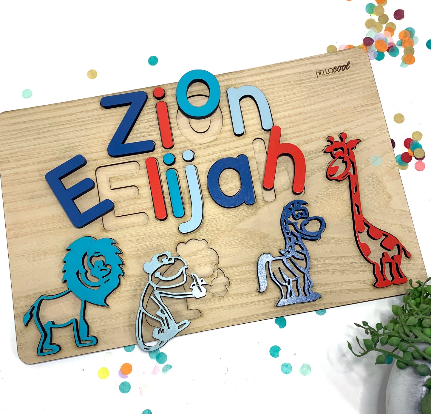 Personalized Zoo Animals Name, Surname and Theme Puzzle