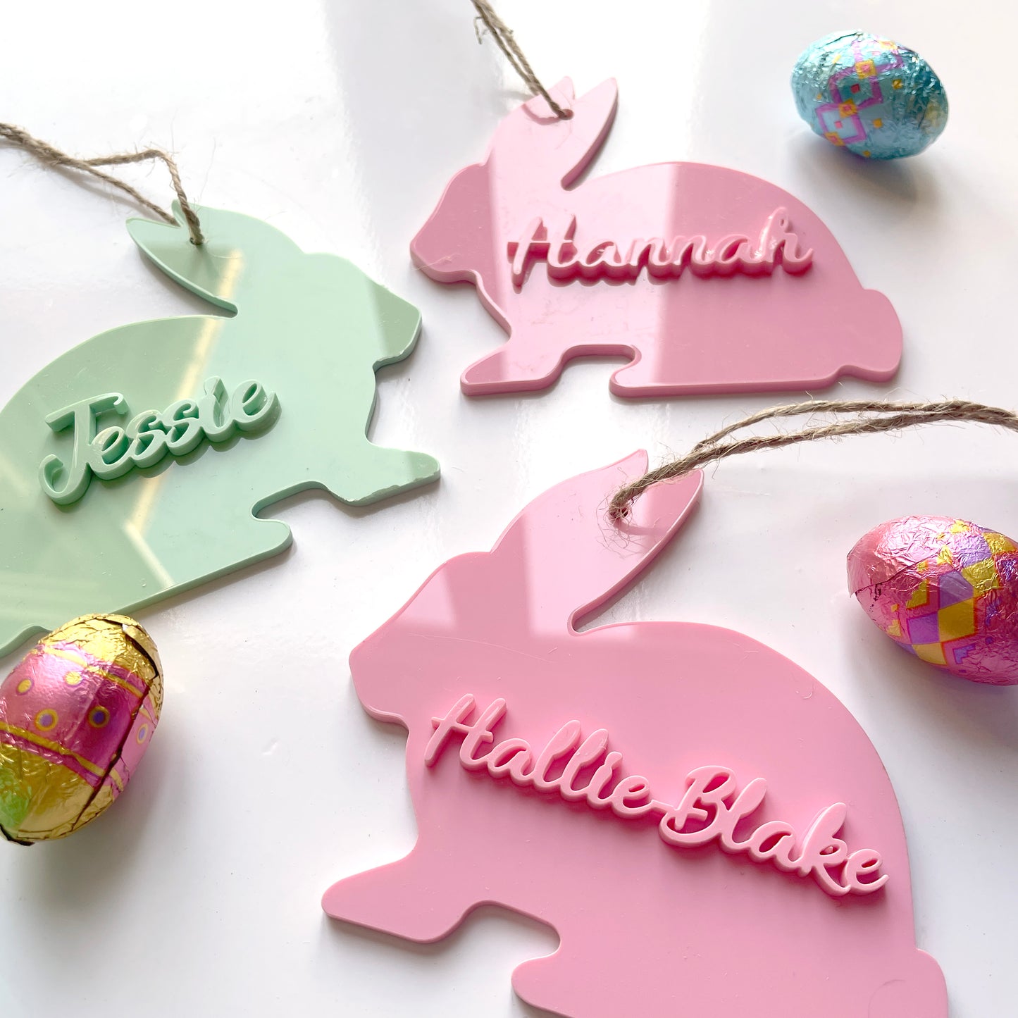 Pastel Acrylic personalised Easter bunnies