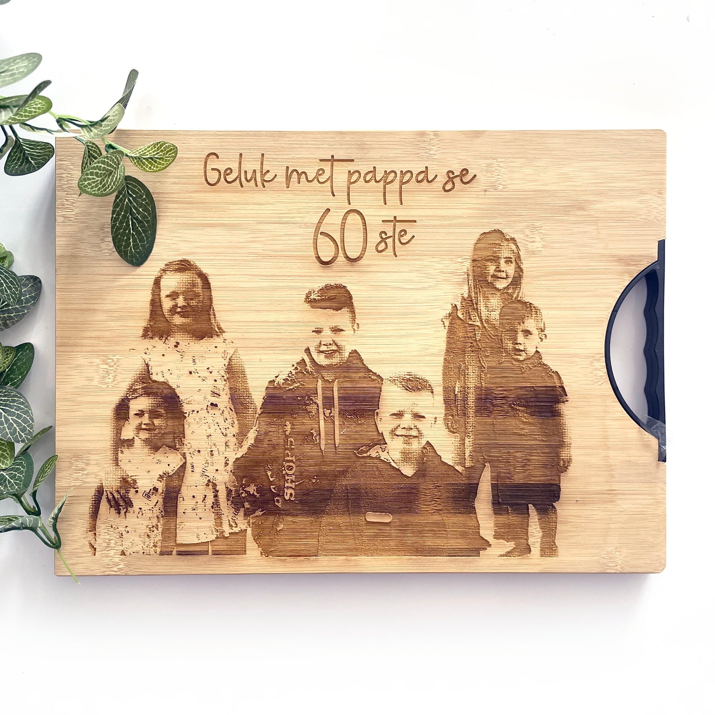 Photo engraved bamboo cutting board