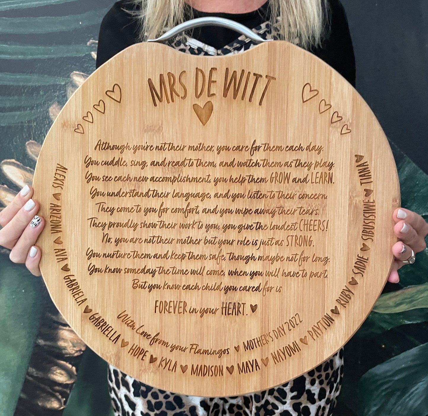 Personalised engraved round board with a lovely poem for Teachers; Teacher Appreciation gifts