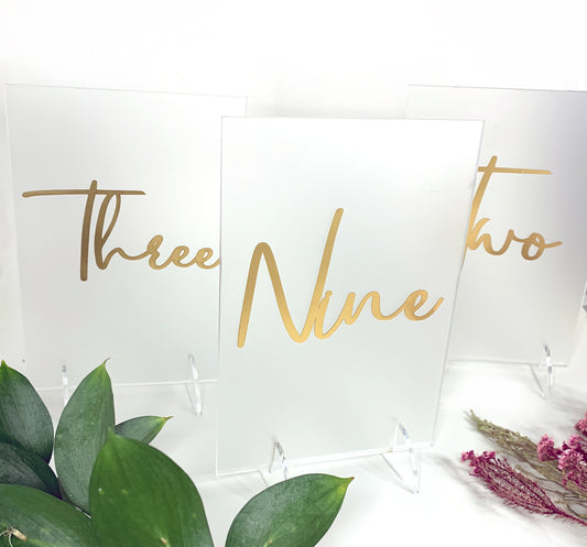 Frosted acrylic table numbers