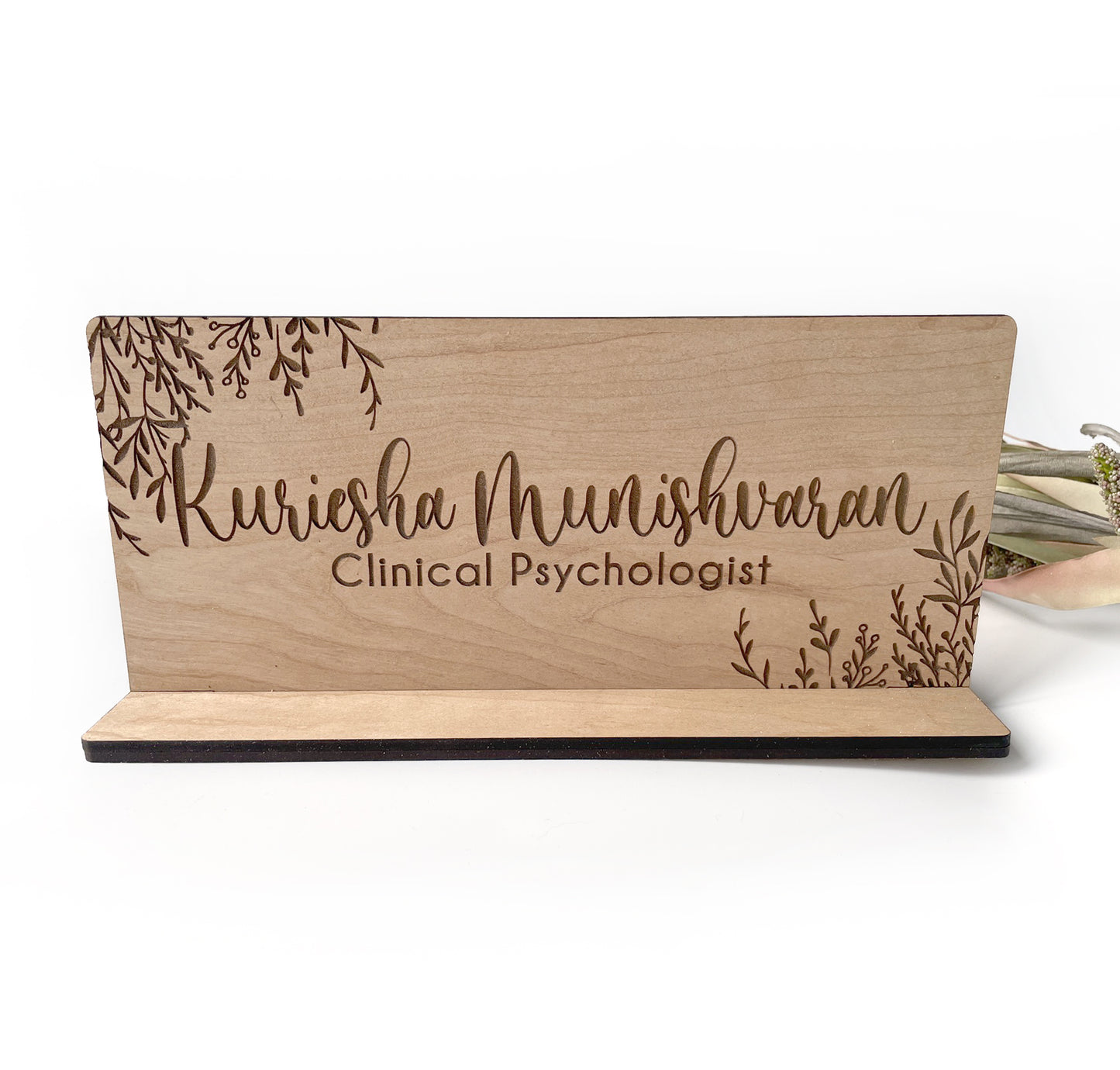 Personalized Engraved Wooden Desk Sign