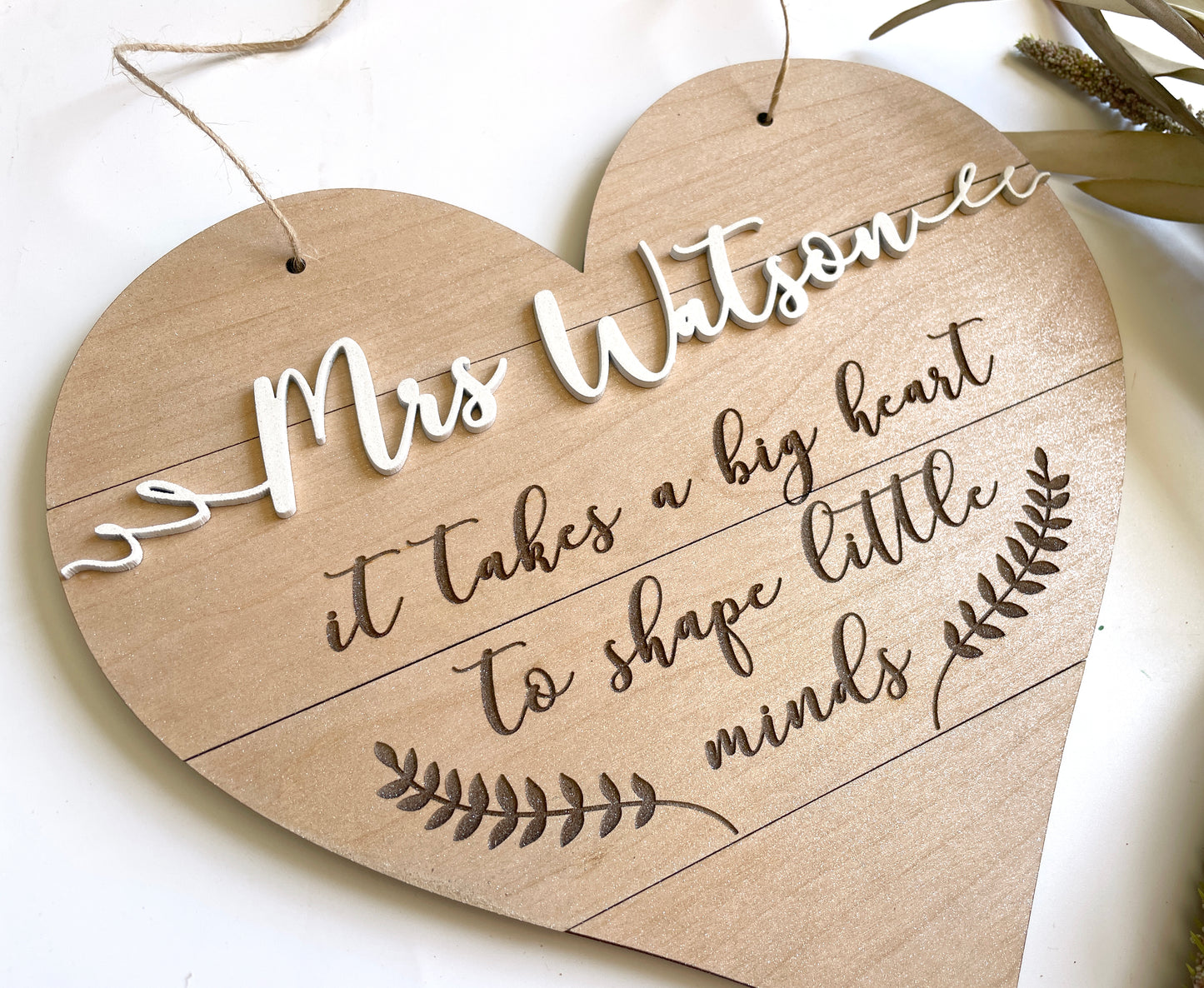 Personalised Slatted Wooden Heart Decor; Teacher Gifts