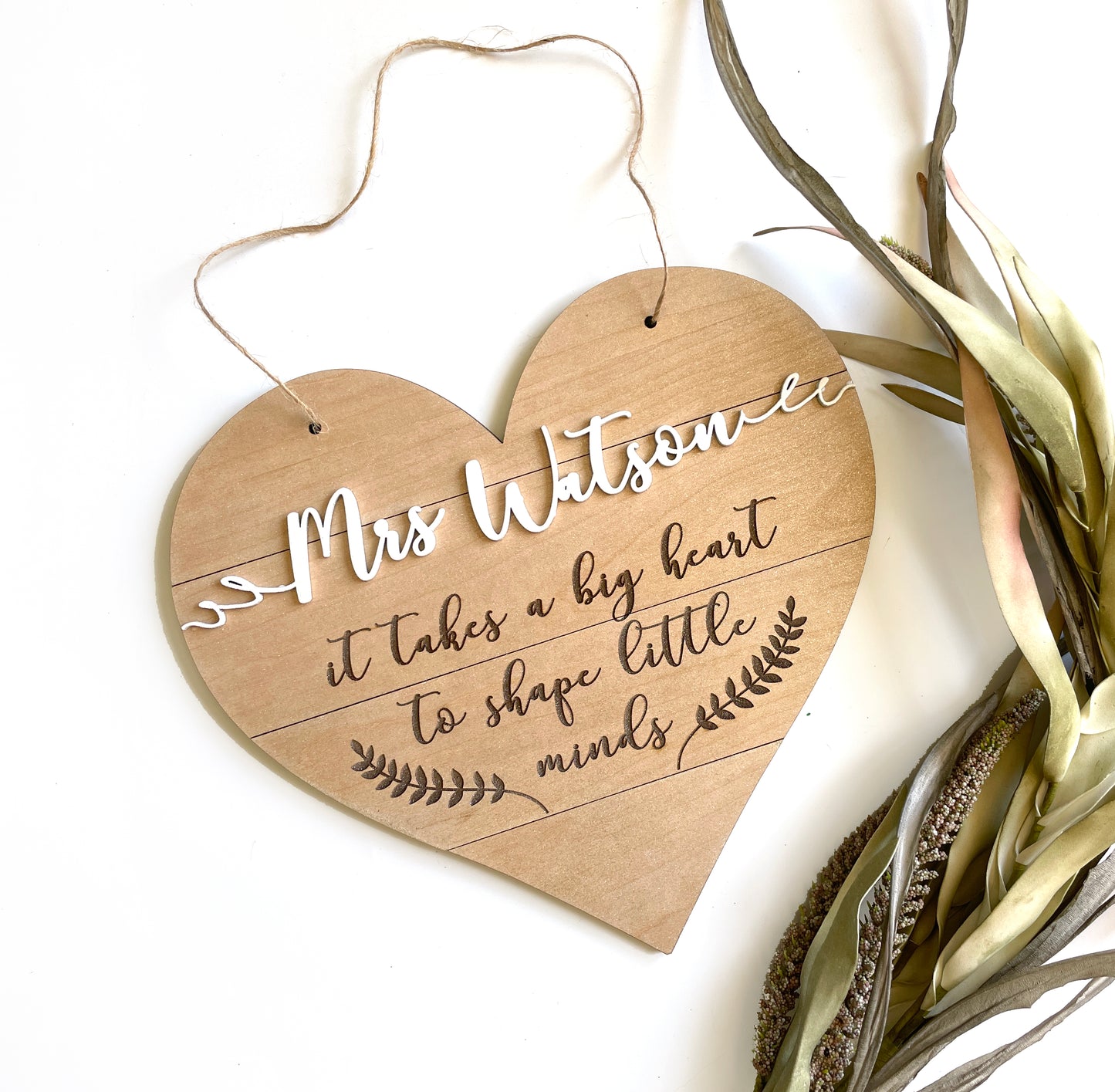 Personalised Slatted Wooden Heart Decor; Teacher Gifts
