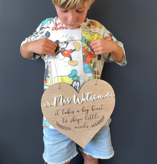Personalised Slatted Wooden Heart Decor; Teacher Gifts