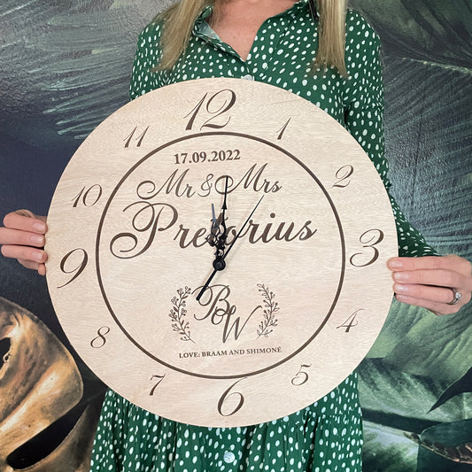 Personalized Wedding Engraved Clock; Personalized Wedding Geifts