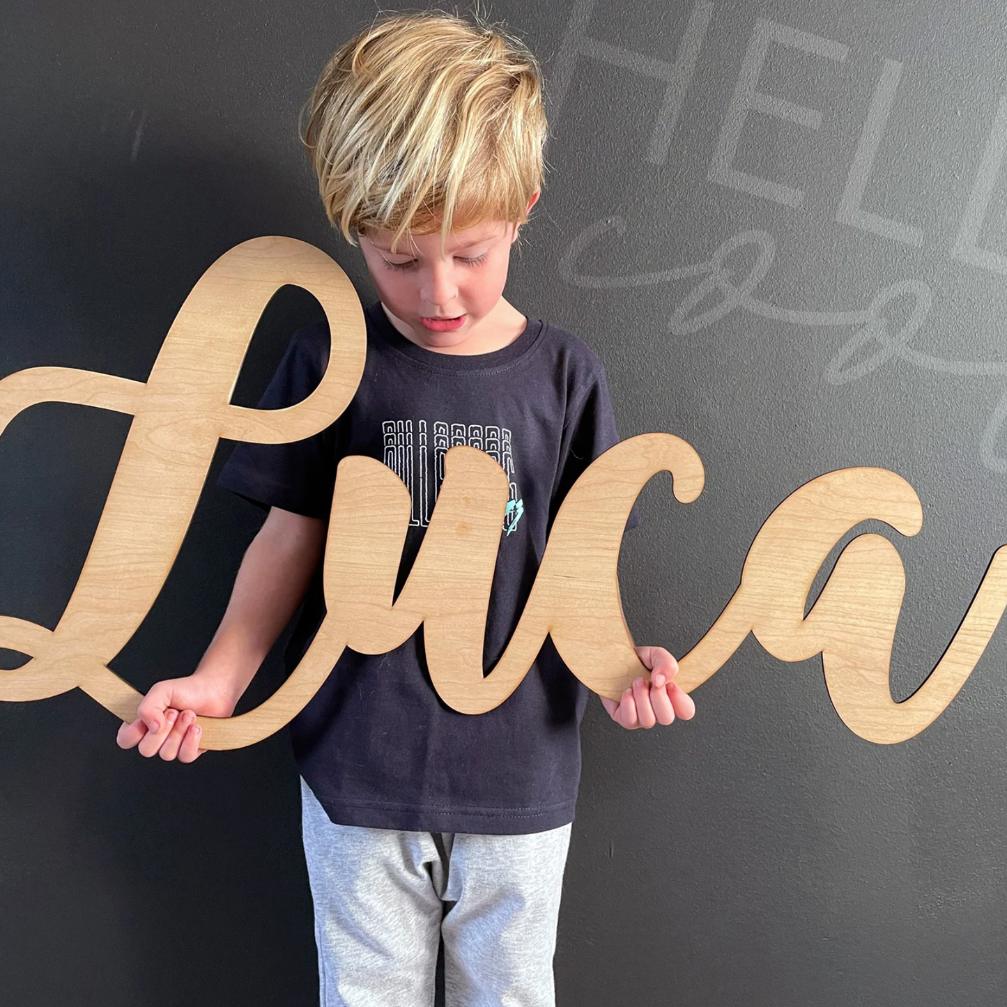 Personalized Wooden Name - Natural wood. 80cm long