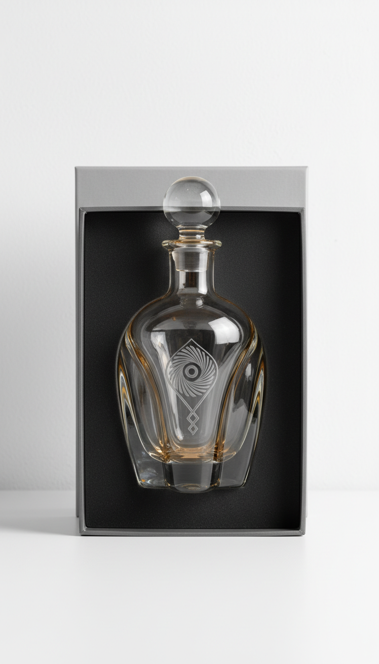 Artisan Glass Decanter in Minimalist Gift Box