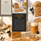Premium Bamboo Coaster Set with Holder; Corporate Gifts for Companies