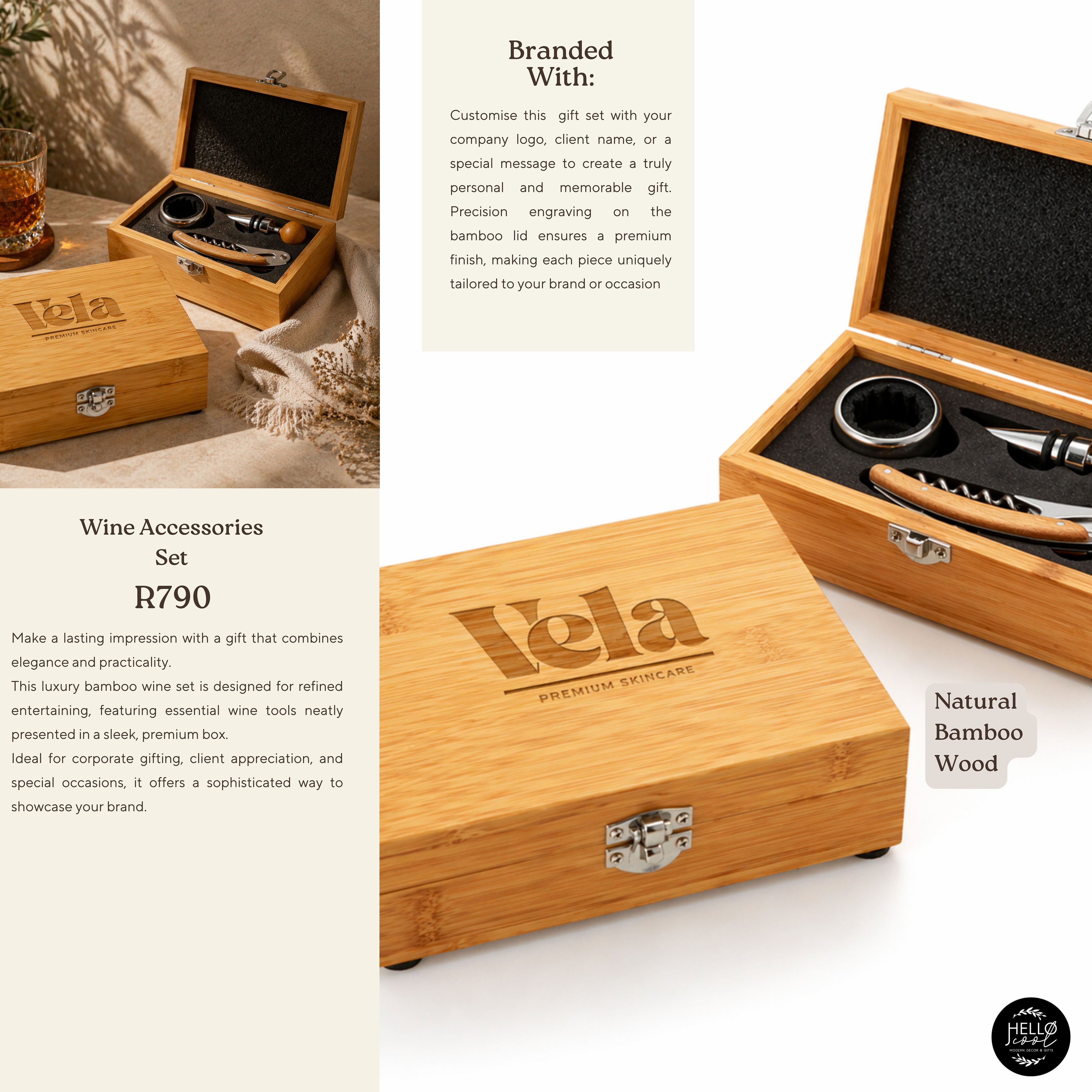 Engraved Wine Accessories Gift Set; Corporate Gifts for Companies