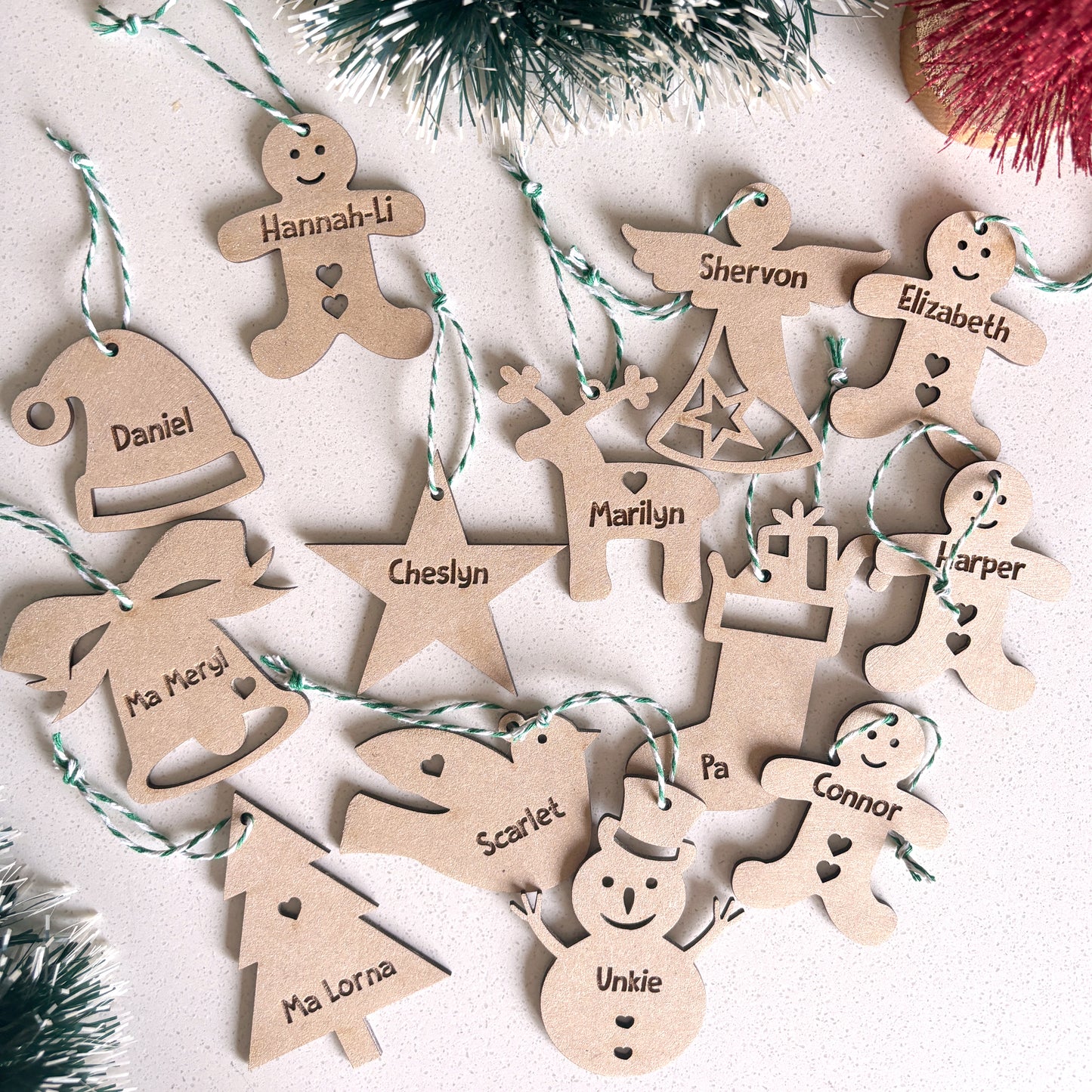 5 for R80 – Wooden Personalised Christmas Decorations