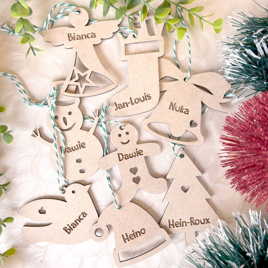 5 for R80 – Wooden Personalised Christmas Decorations
