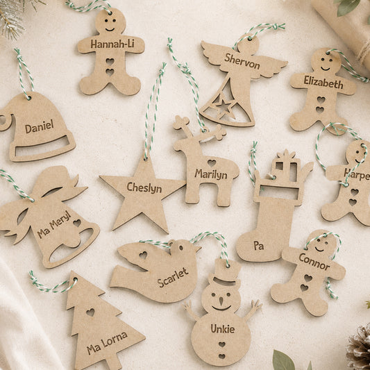 5 for R80 – Wooden Personalised Christmas Decorations
