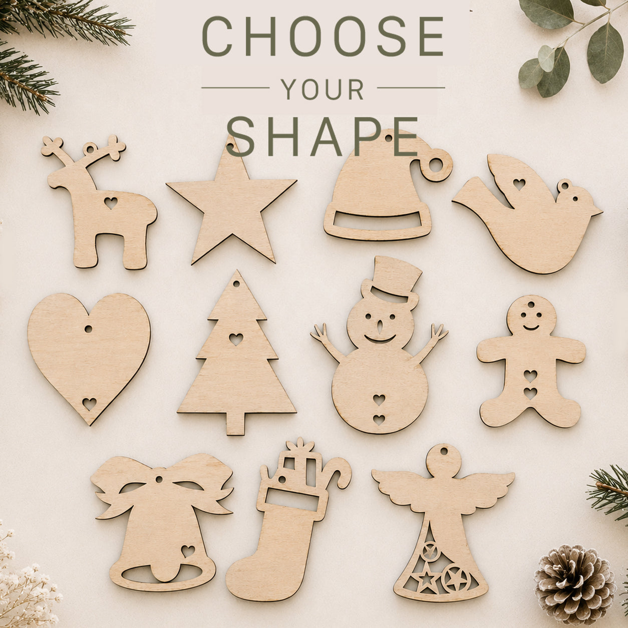 5 for R80 – Wooden Personalised Christmas Decorations