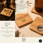 Logo Engraved Coaster with Bottle Opener; Corporate Gifts for Companies