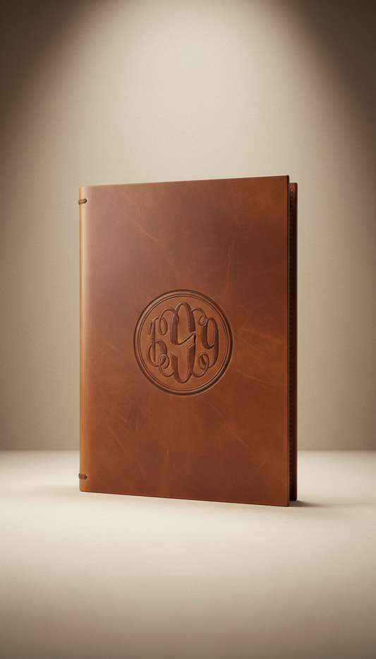 Walnut Leather Journal with Monogram