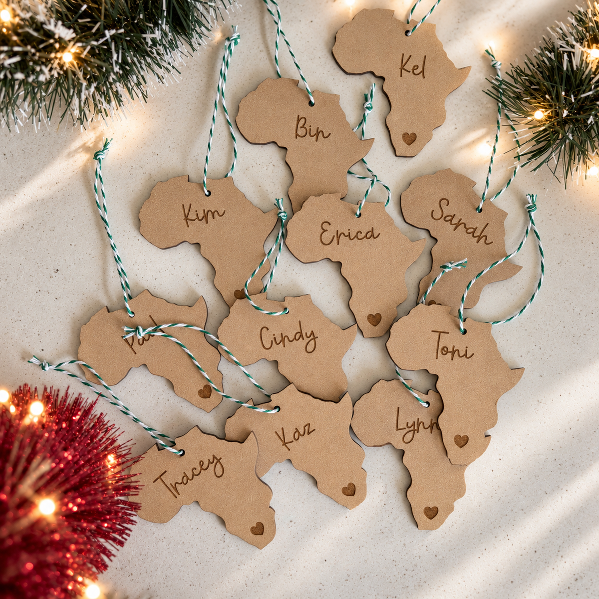 5 for R80 Personalized Wooden Christmas Decorations - Africa shape