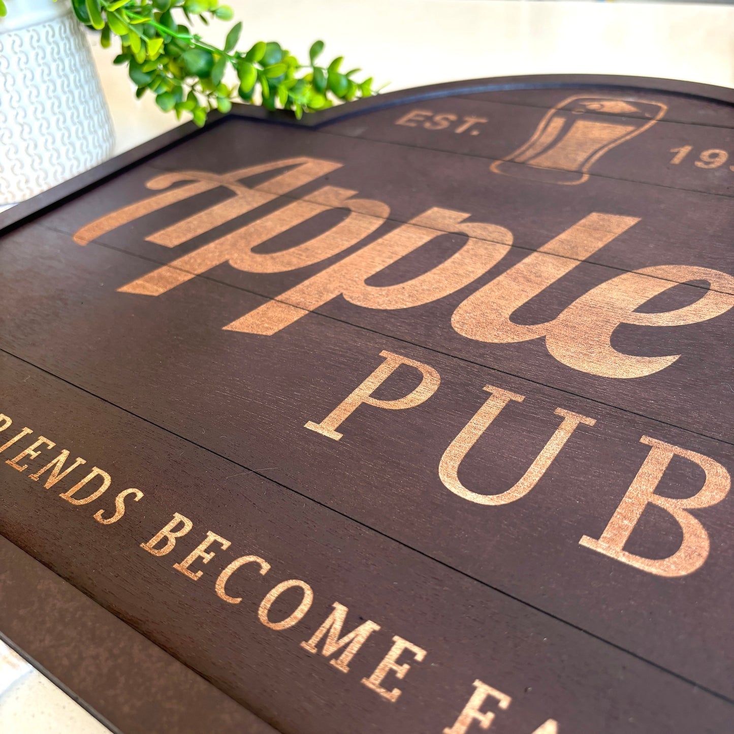 Personalised engraved and slatted wooden Bar Sign