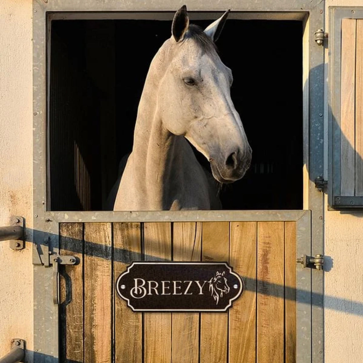 Personalized Horse Name Sign, Equestrian Stable Plaque - Black