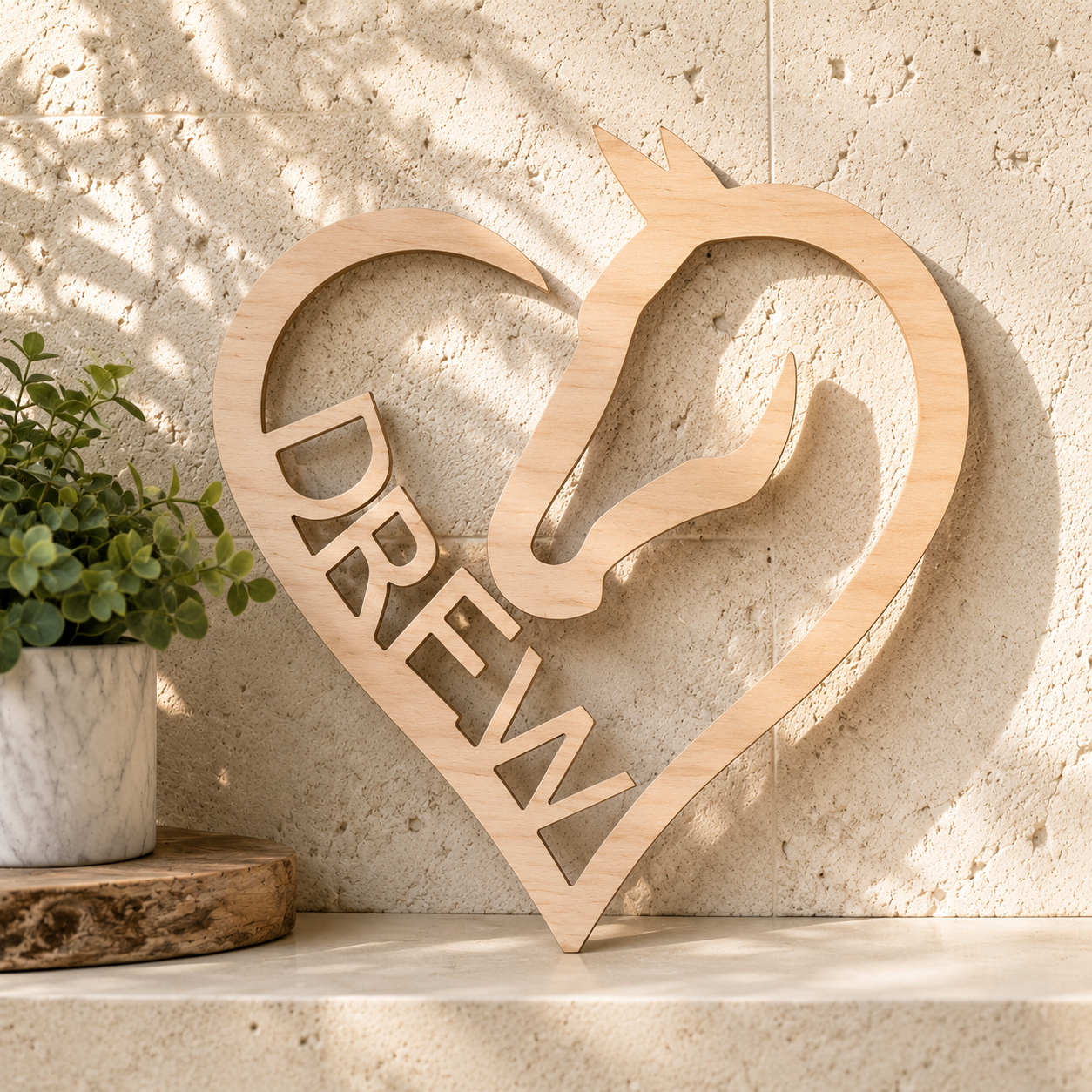 Personalized Wooden Horse Heart Sign, Custom Wooden Horse Decor