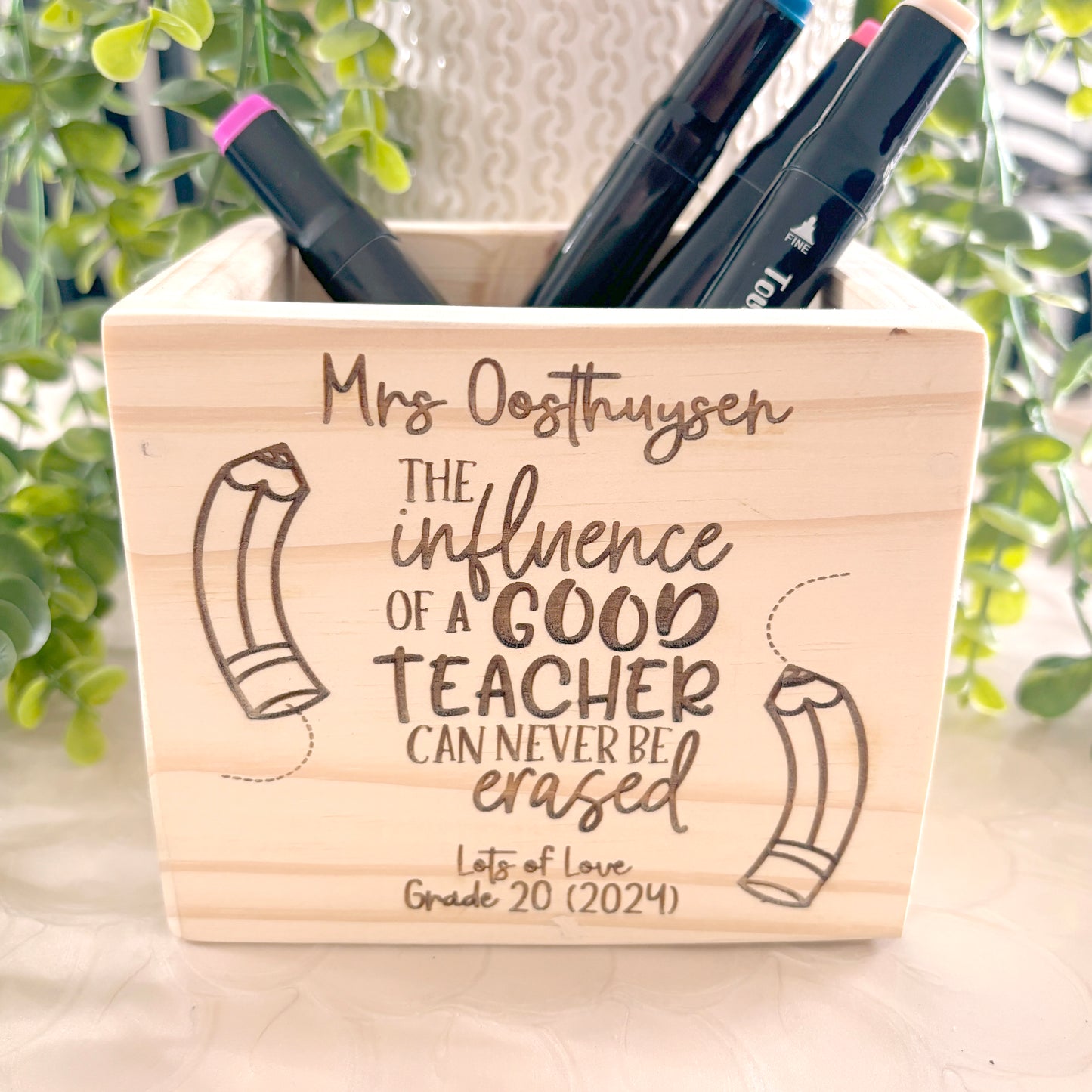 Personalized Wooden Teacher Pencil Holder, Teacher Appreciation Gifts