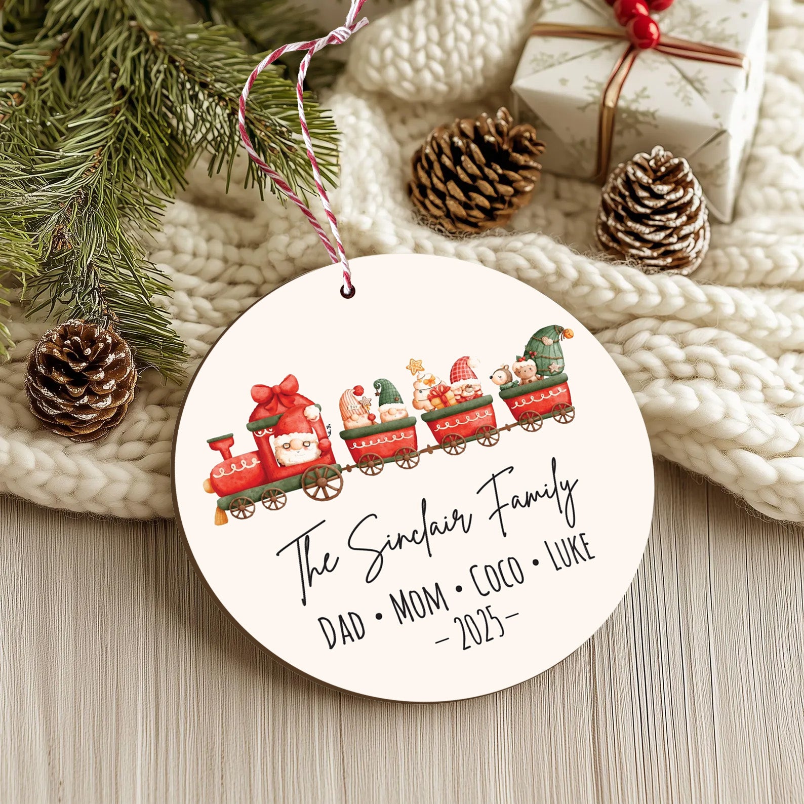 Personalised Printed Acrylic Family Christmas Hanging Decoration