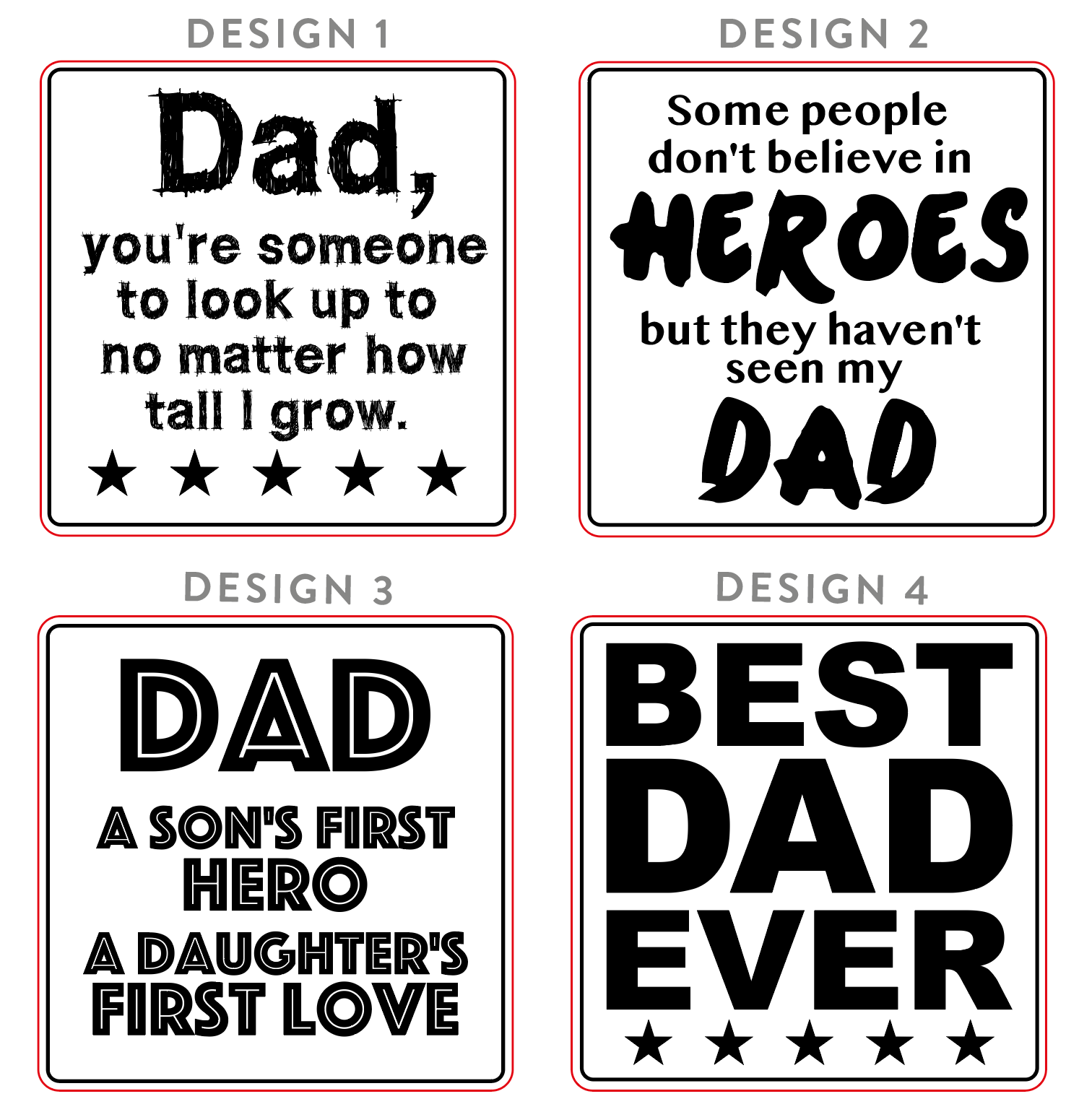 Wooden Engraved Dad Coasters- Set of 3