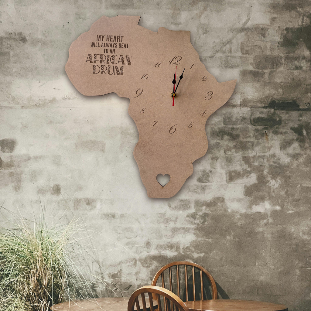 Engraved personalised wooden Africa clocks; Corporate gifts