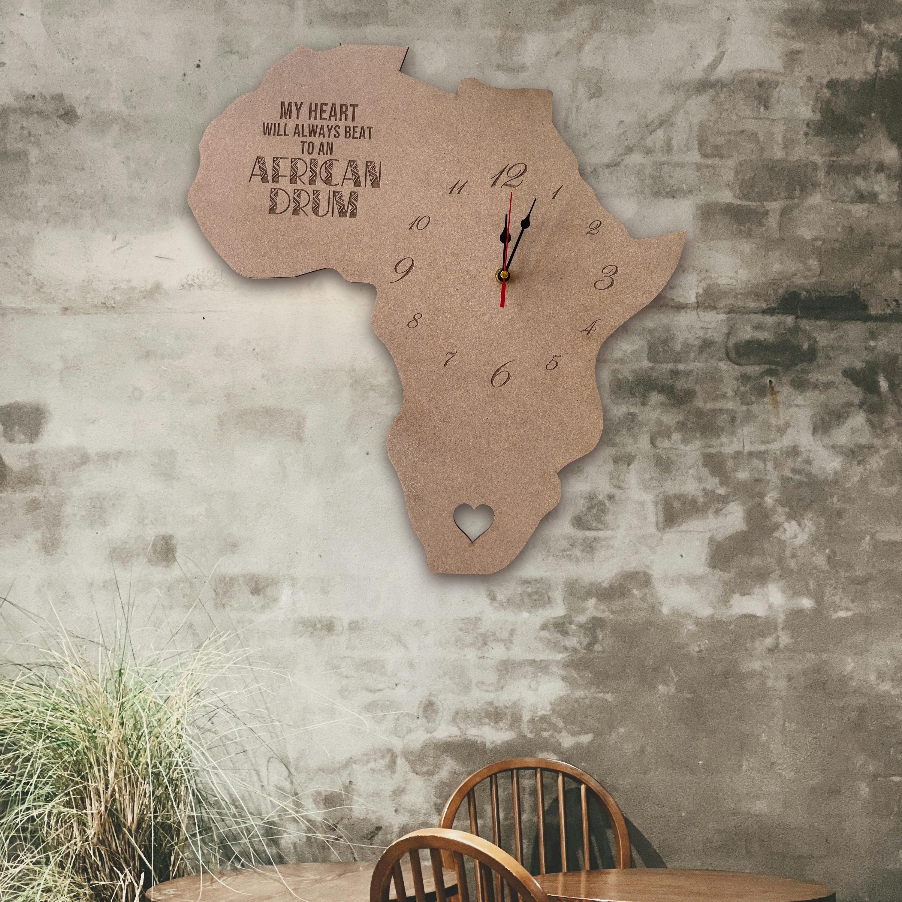 Engraved personalised wooden Africa clocks; Corporate gifts