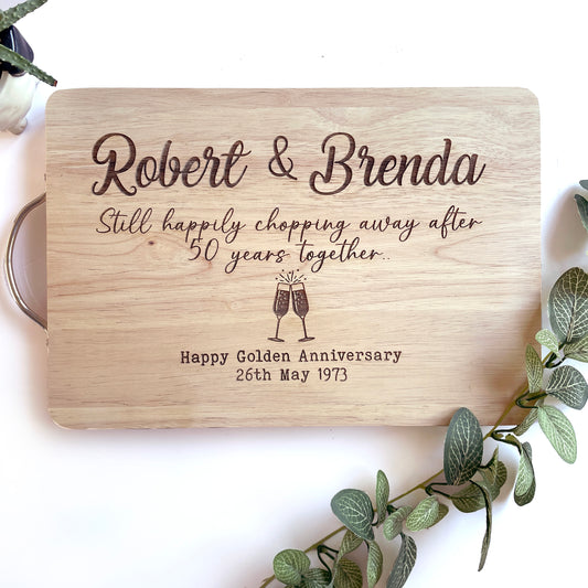 Anniversary celebration personalised engraved cutting board