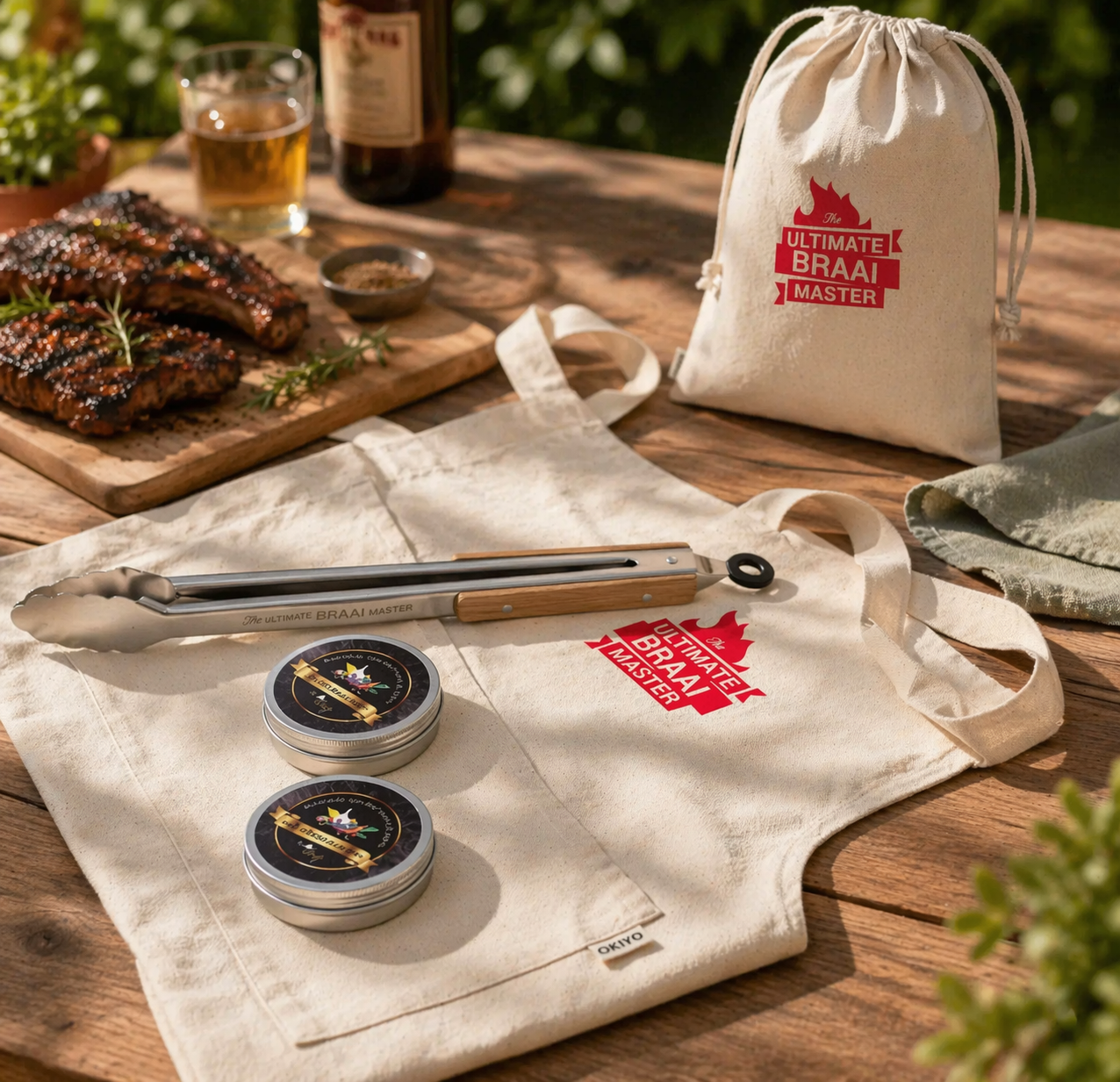 Gourmet Gift Set - Apron, Braai Tongs and Spices; Corporate Gifts for Companies