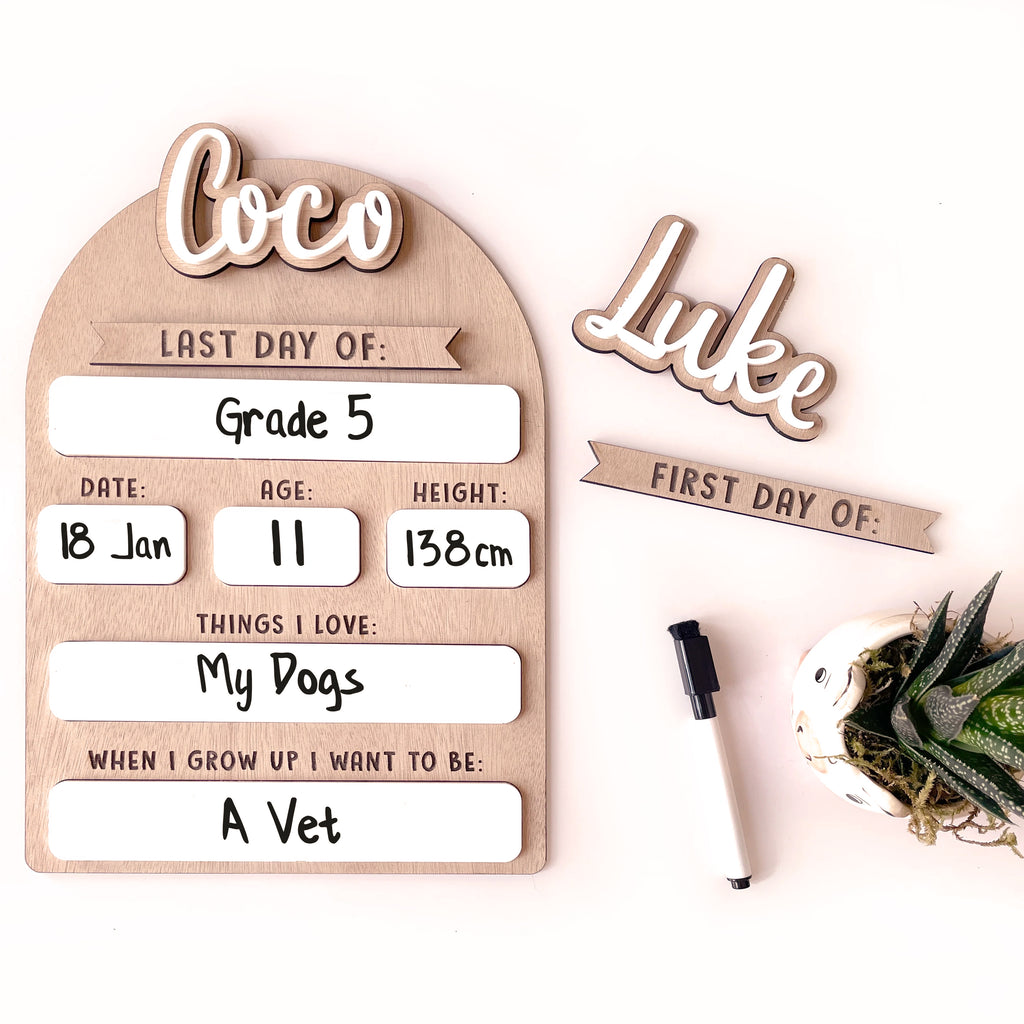 Personalised Back to School Board with Interchangeable Names
