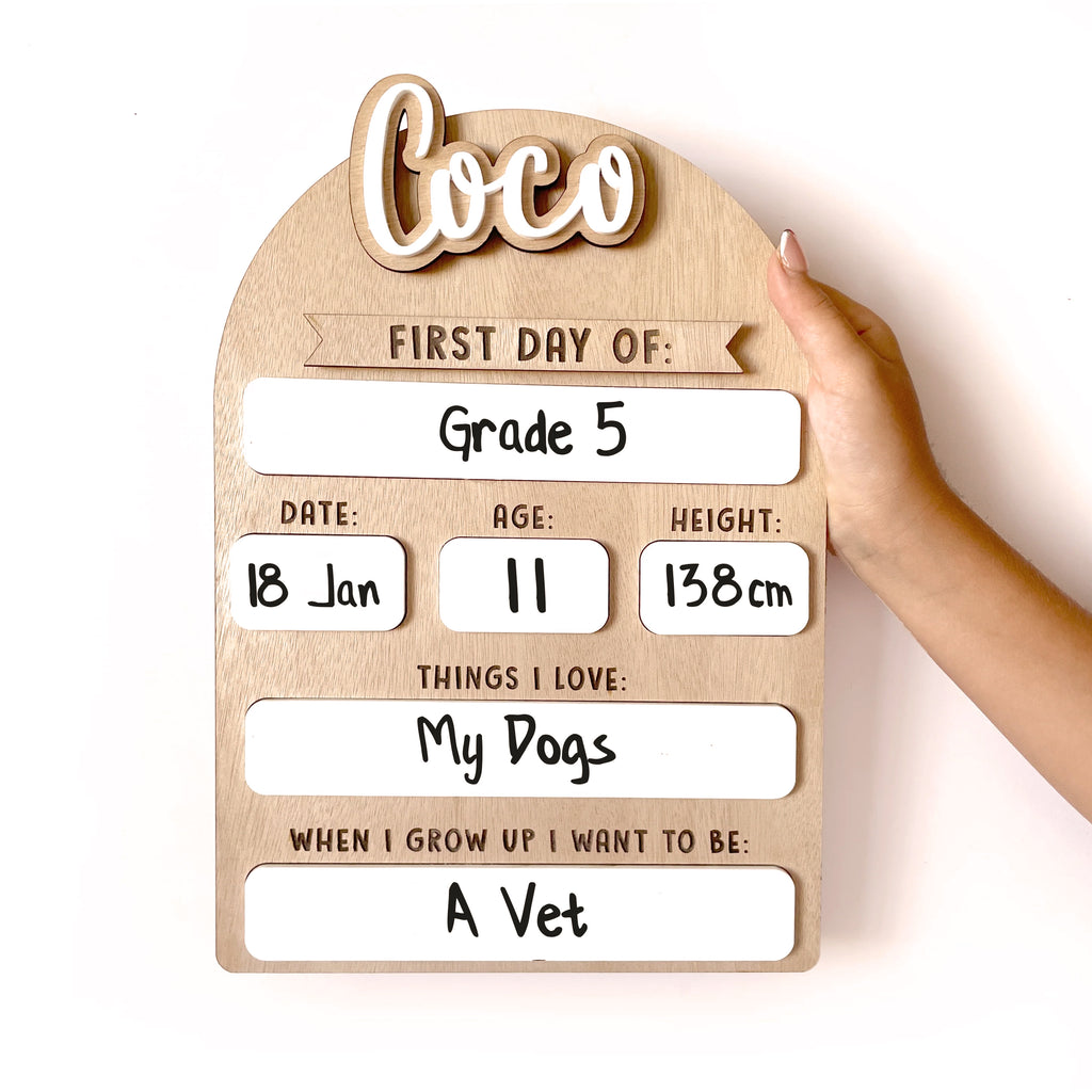 Personalised Back to School Board with Interchangeable Names