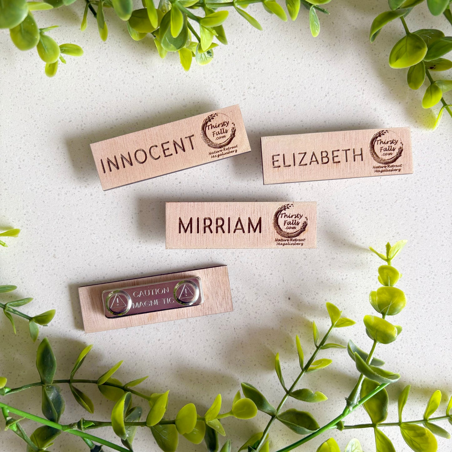 Personalized Engraved Wooden Name Badges