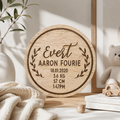 Personalized Engraved Wooden Birth Plaque