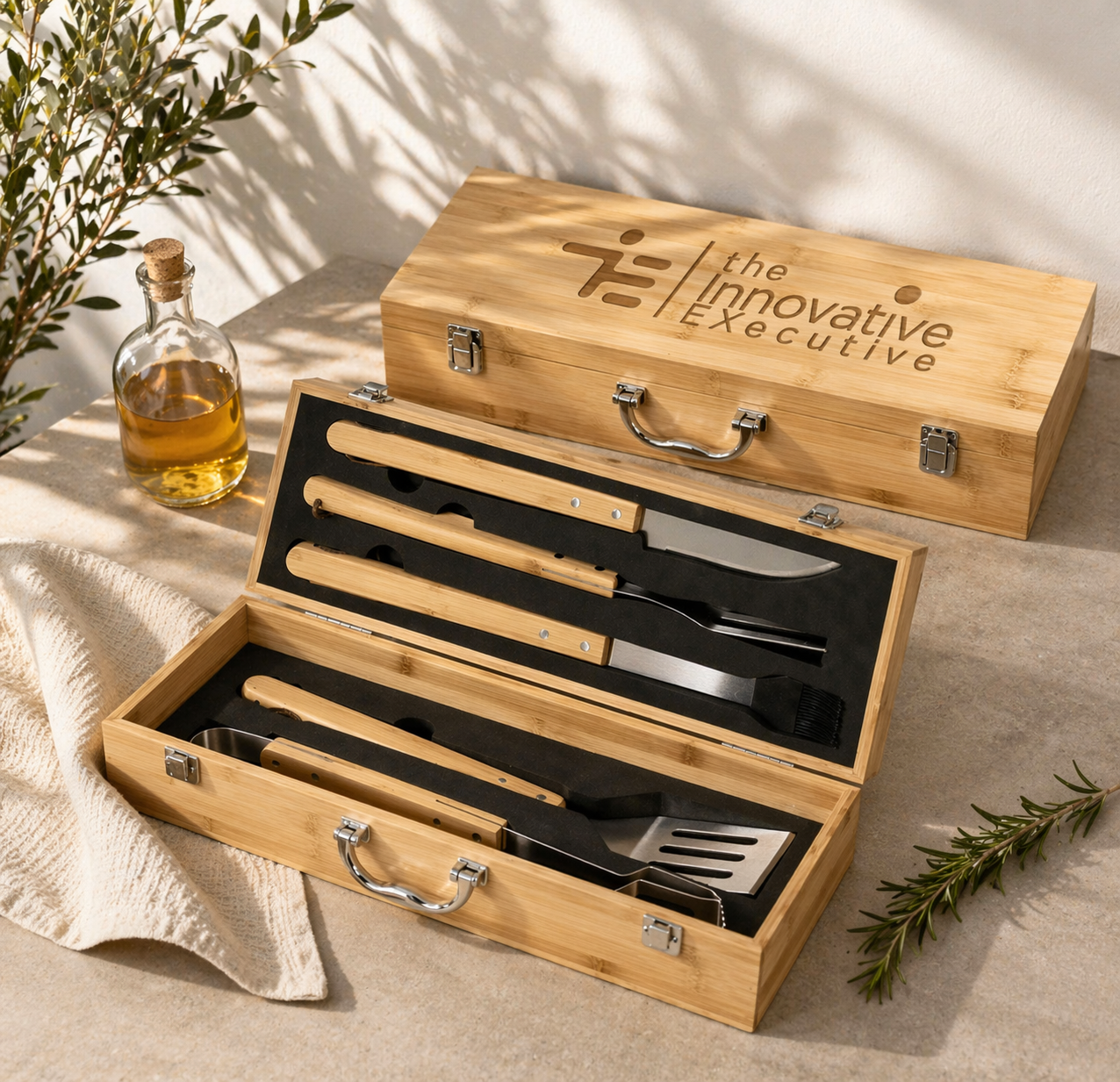 Logo Engraved Premium 5-Piece Braai Set; Corporate Gifts for Companies