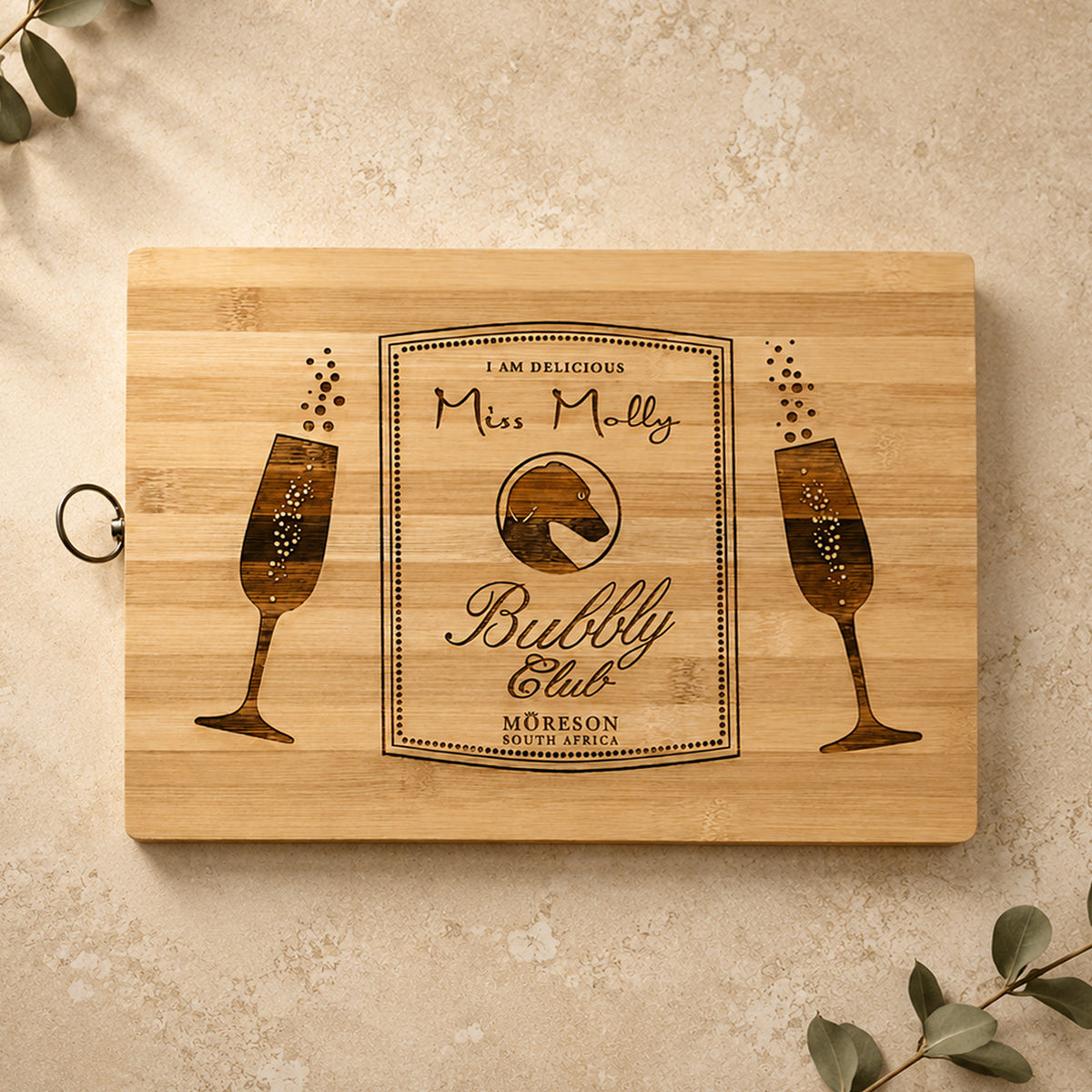 Personalised Bubbly Club Bamboo Cutting Board