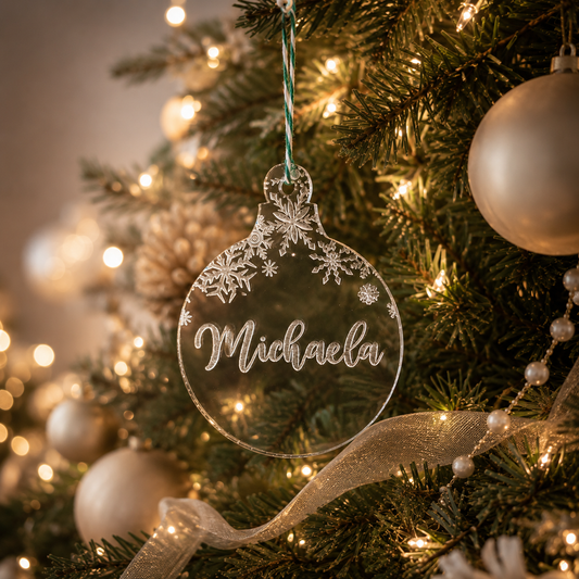 Personalized Clear Acrylic Snow Bauble